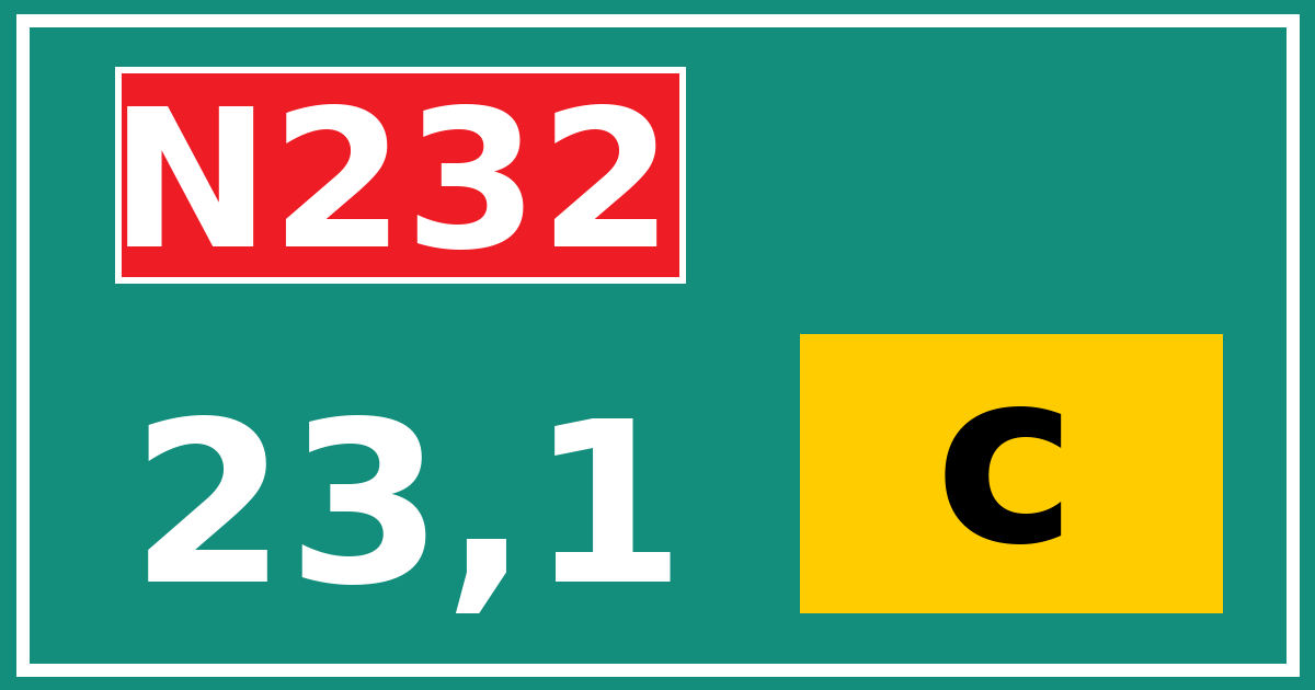 Hectometerbord N232 23,1 letter c