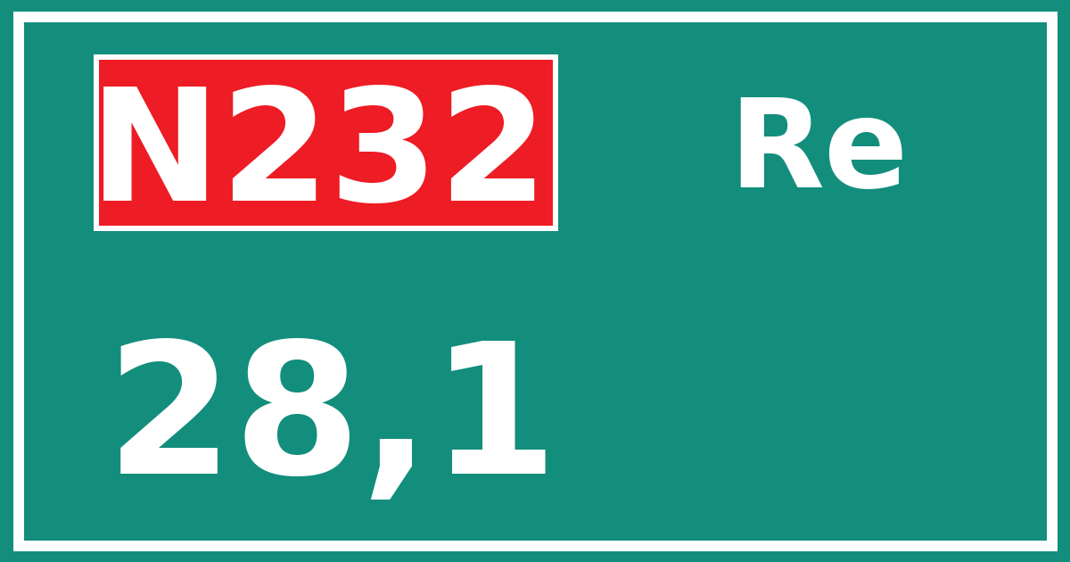 Hectometerbord N232 28,1 zijde Re