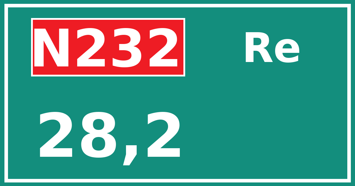 Hectometerbord N232 28,2 zijde Re