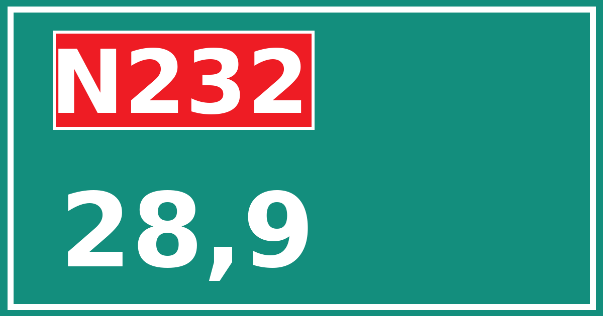 Hectometerbord N232 28,9