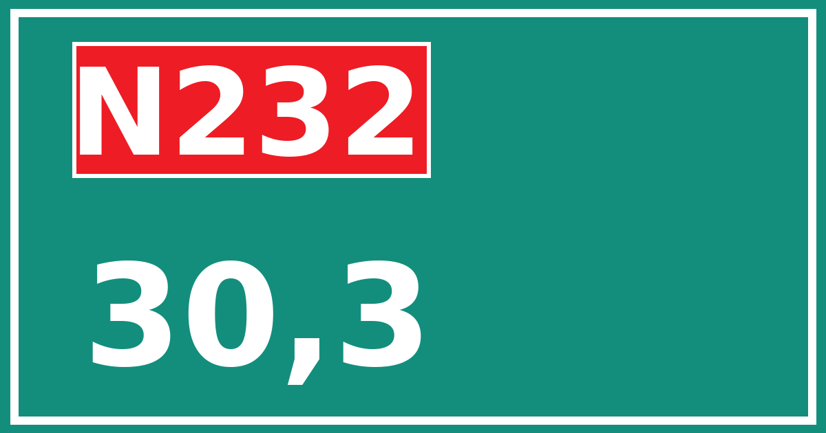 Hectometerbord N232 30,3