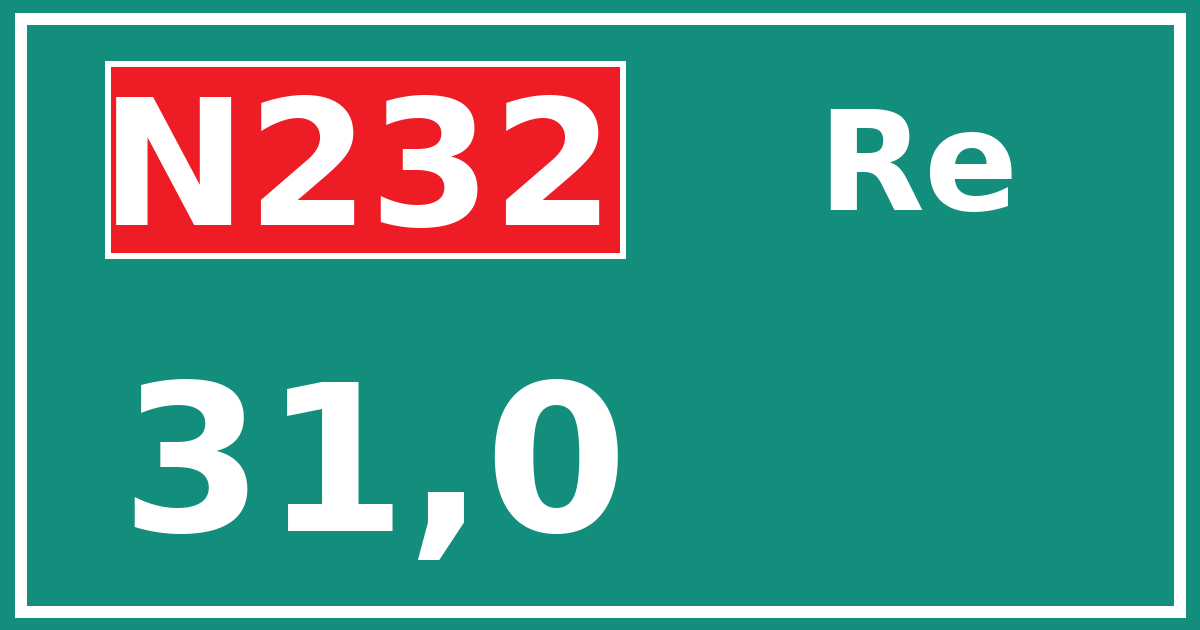 Hectometerbord N232 31,0 zijde Re