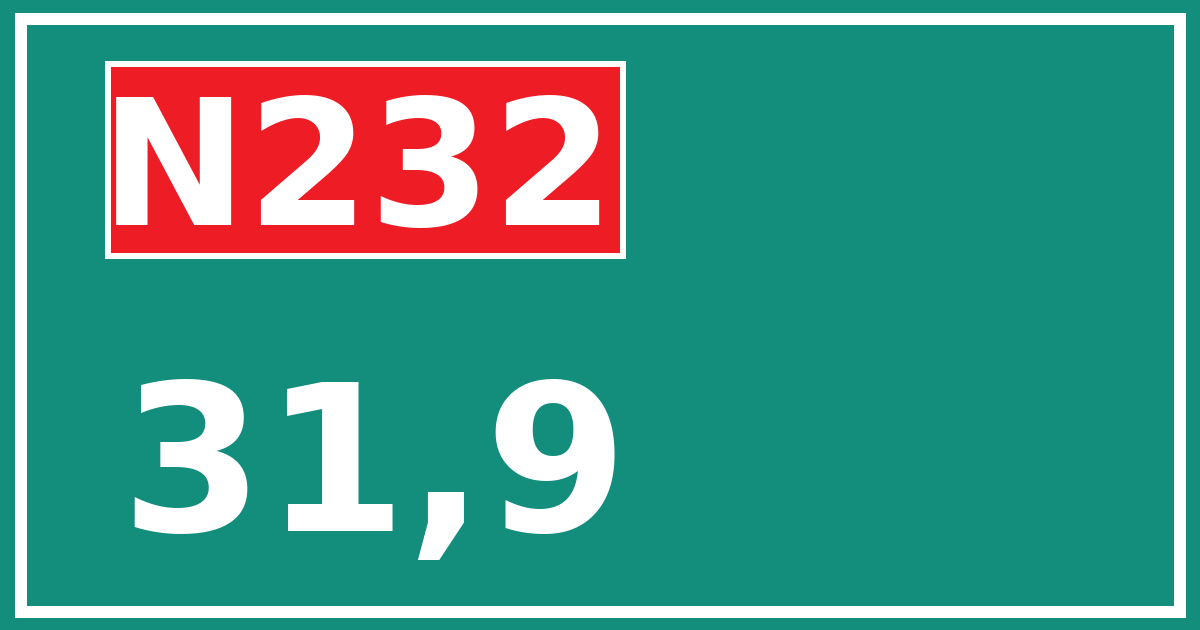 Hectometerbord N232 31,9