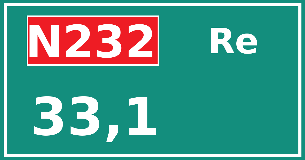 Hectometerbord N232 33,1 zijde Re