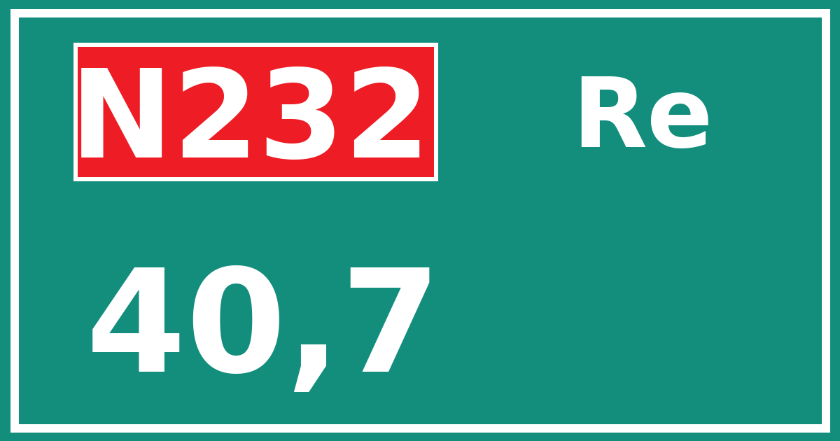 Hectometerbord N232 40,7 zijde Re