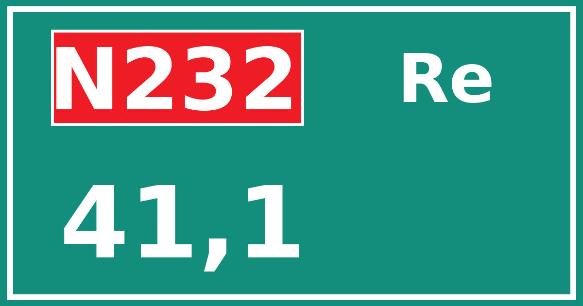 Hectometerbord N232 41,1 zijde Re