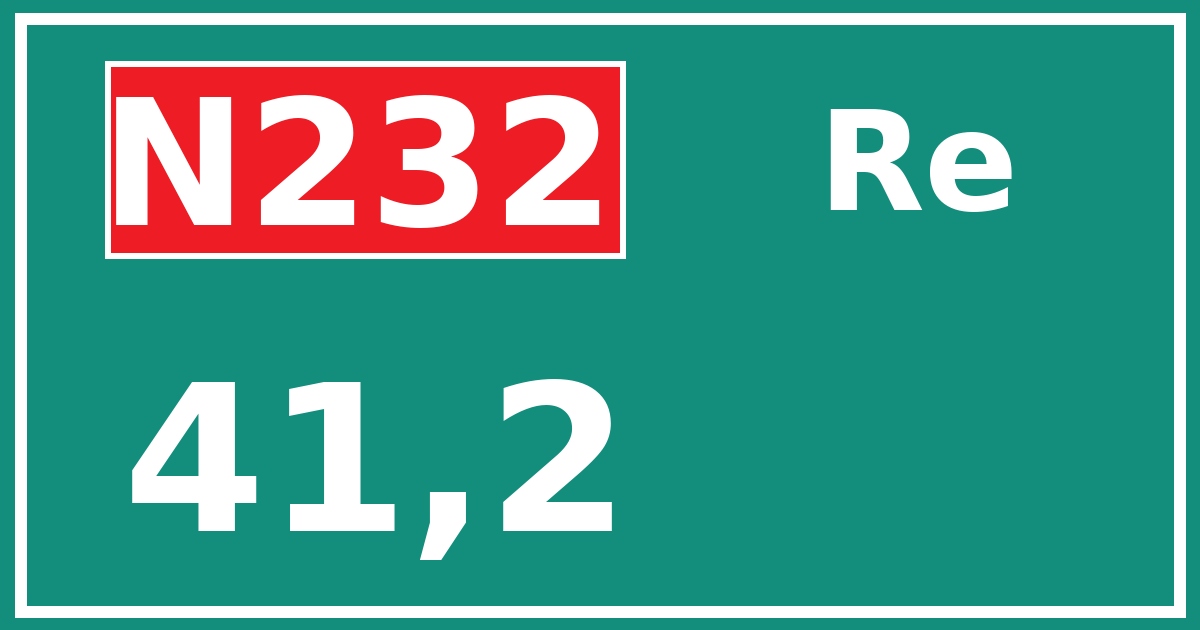 Hectometerbord N232 41,2 zijde Re