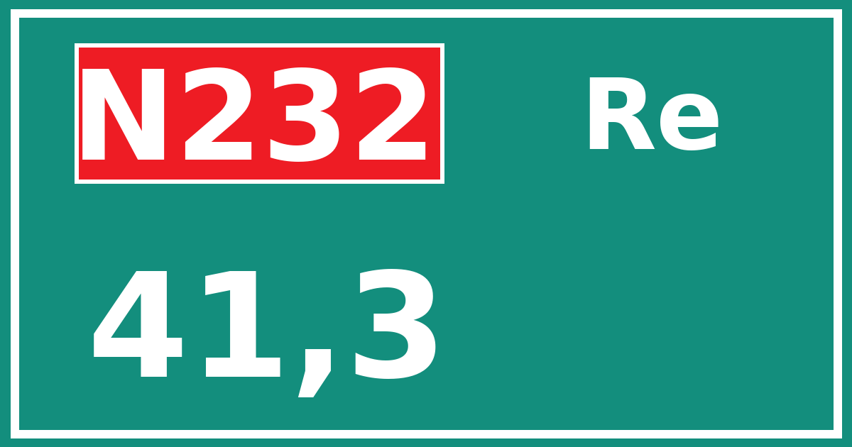 Hectometerbord N232 41,3 zijde Re