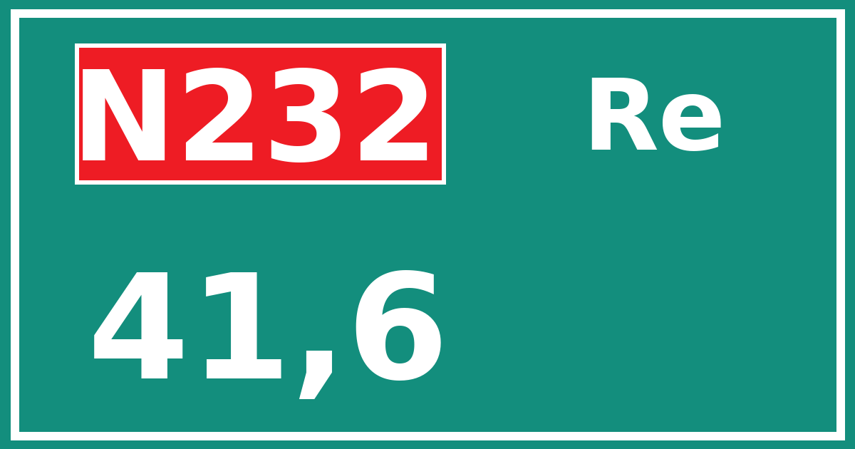 Hectometerbord N232 41,6 zijde Re