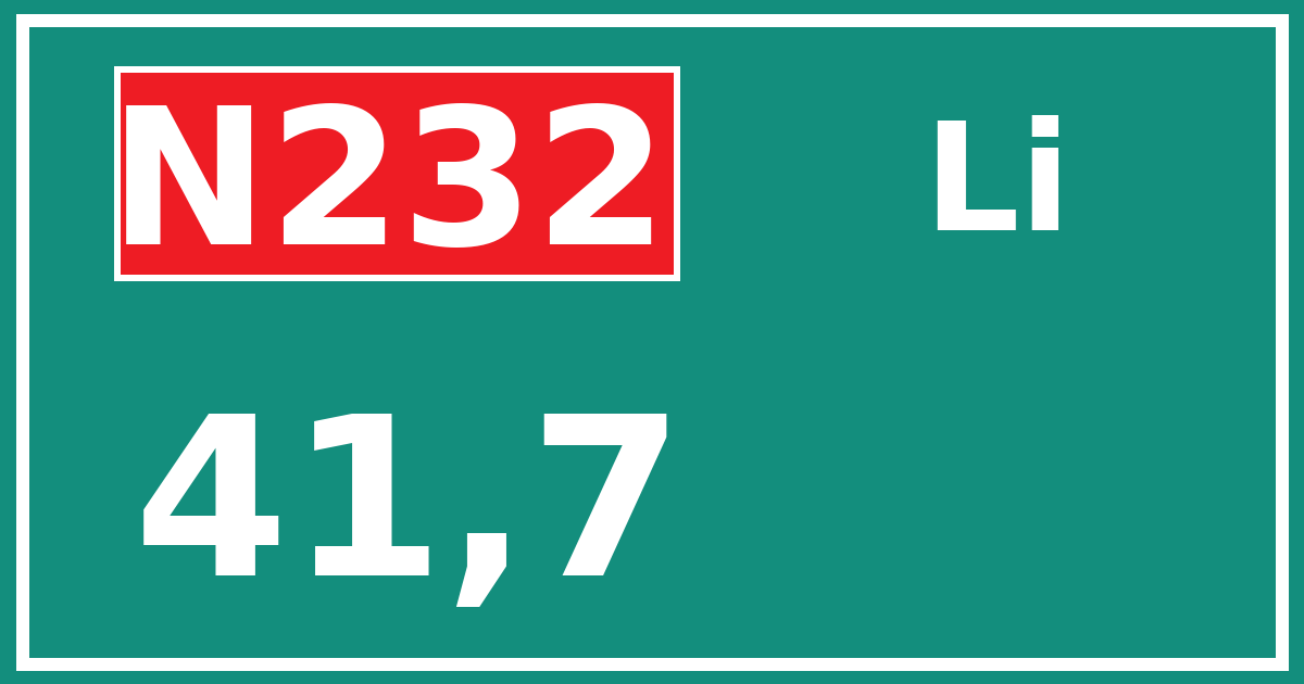 Hectometerbord N232 41,7 zijde Li