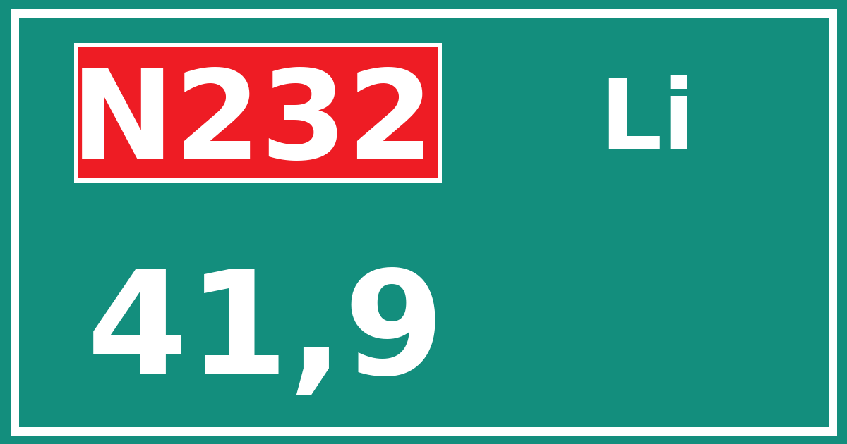 Hectometerbord N232 41,9 zijde Li