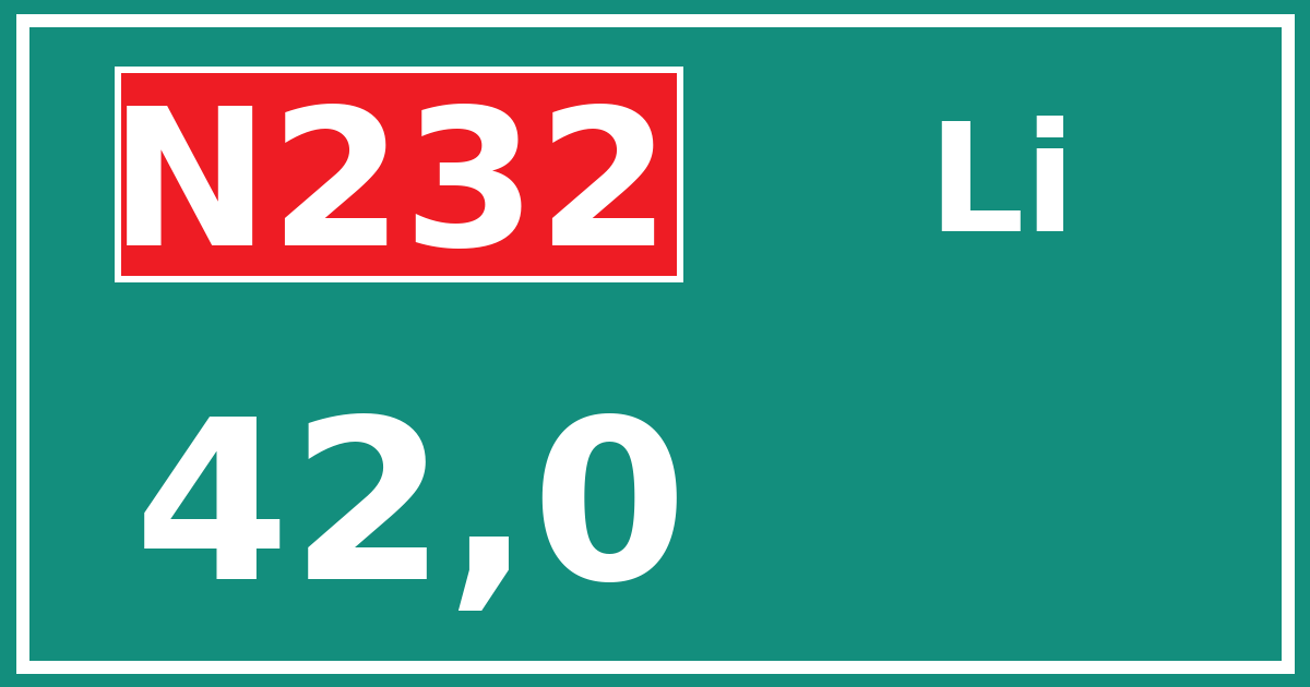 Hectometerbord N232 42,0 zijde Li