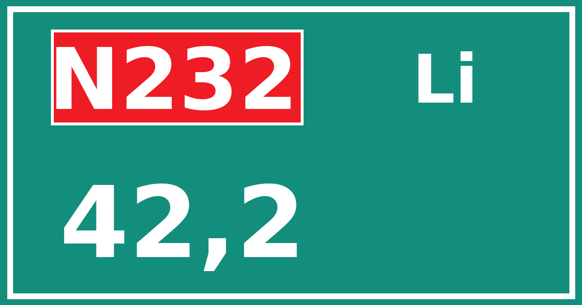 Hectometerbord N232 42,2 zijde Li