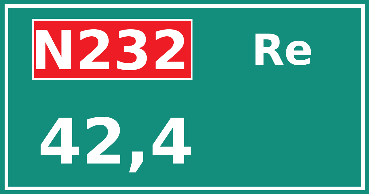 Hectometerbord N232 42,4 zijde Re