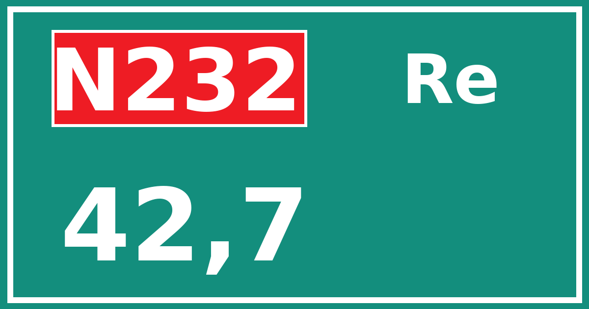 Hectometerbord N232 42,7 zijde Re