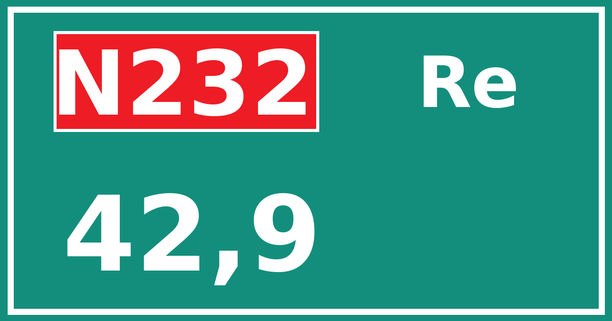 Hectometerbord N232 42,9 zijde Re