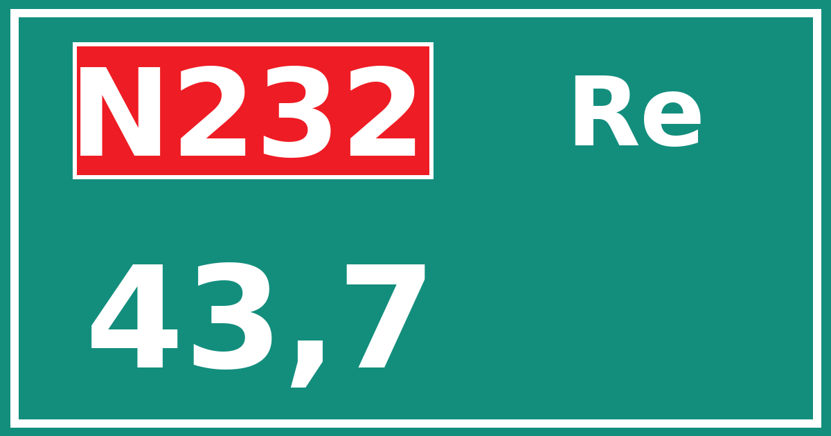 Hectometerbord N232 43,7 zijde Re