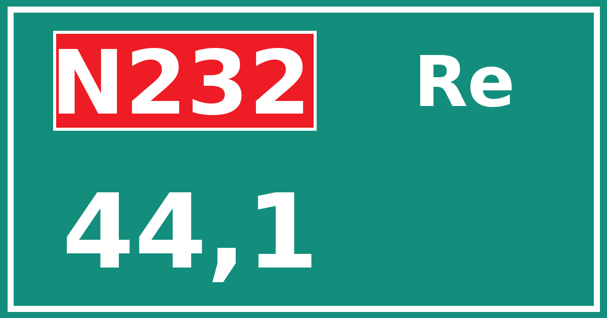 Hectometerbord N232 44,1 zijde Re