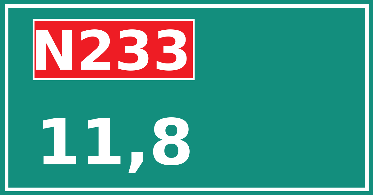 Hectometerbord N233 11,8