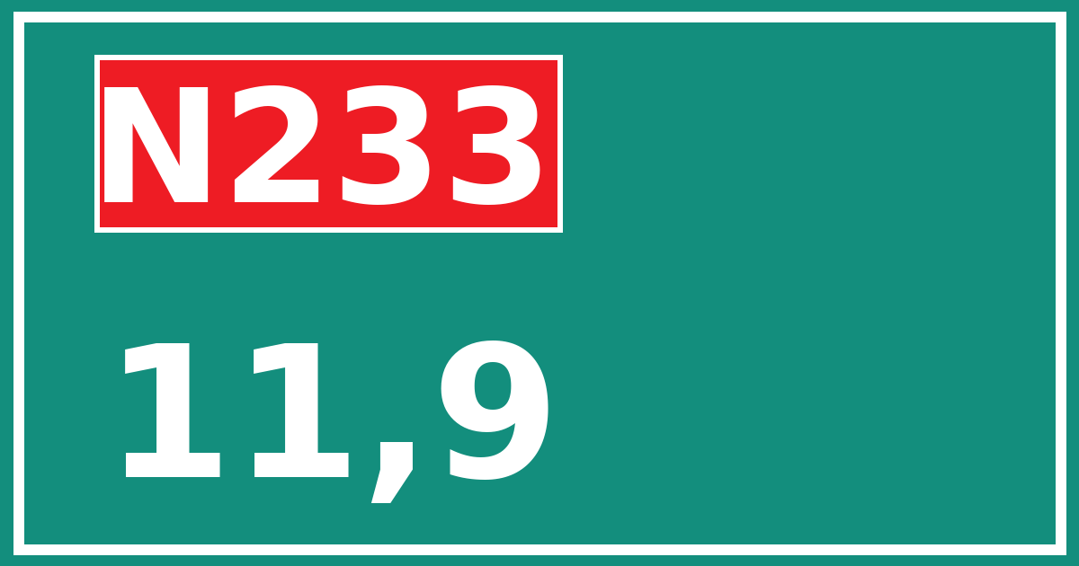 Hectometerbord N233 11,9