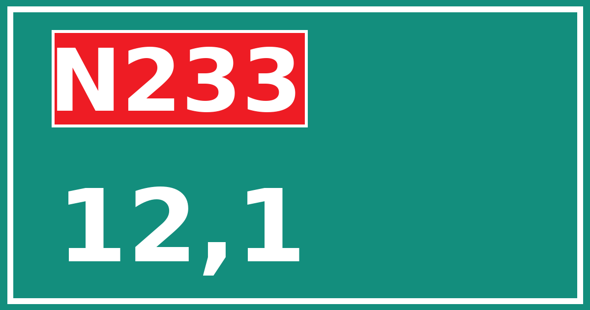 Hectometerbord N233 12,1