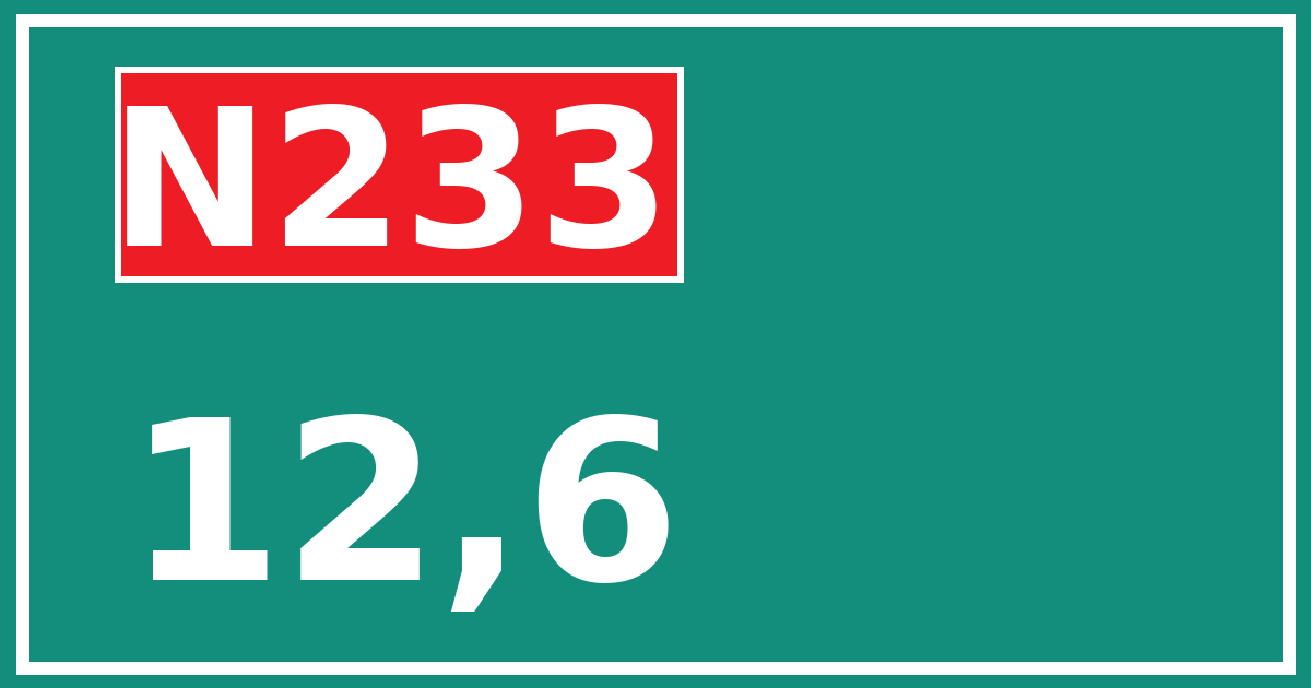 Hectometerbord N233 12,6