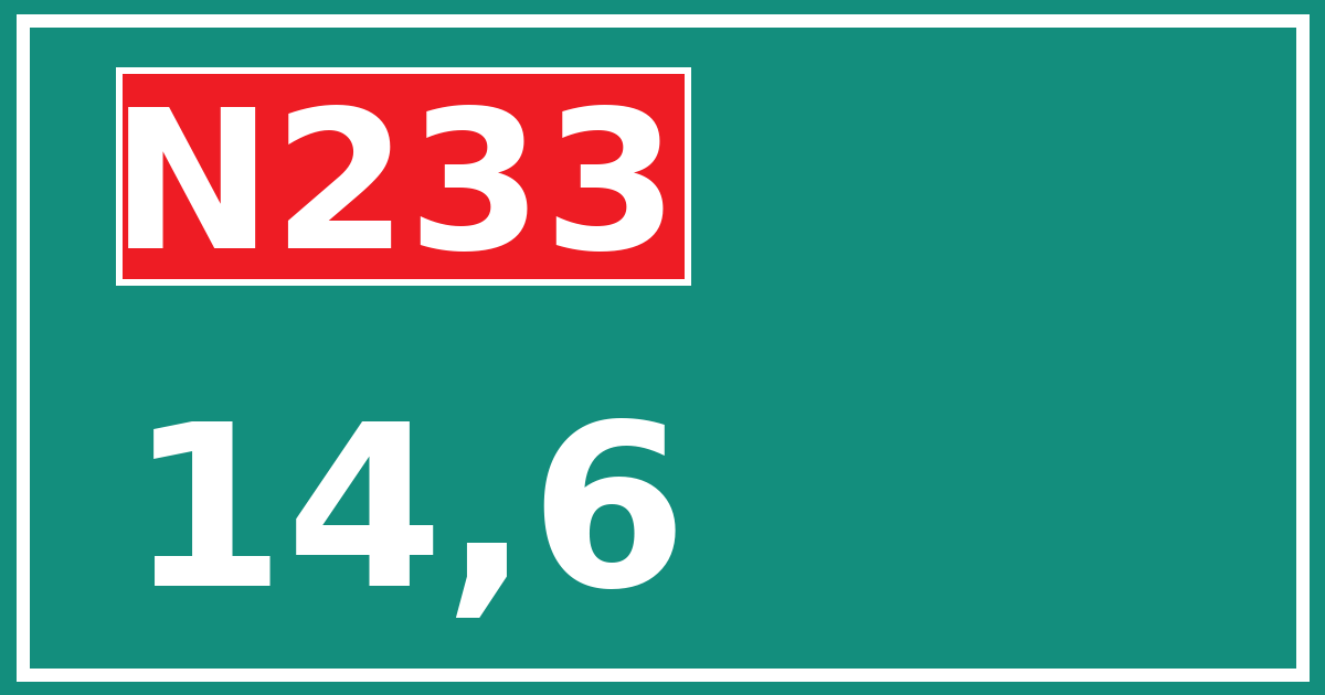 Hectometerbord N233 14,6