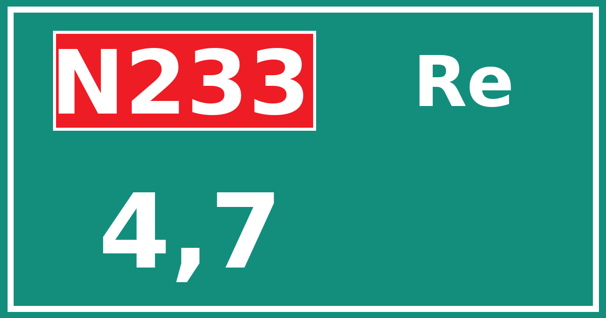 Hectometerbord N233 4,7 zijde Re