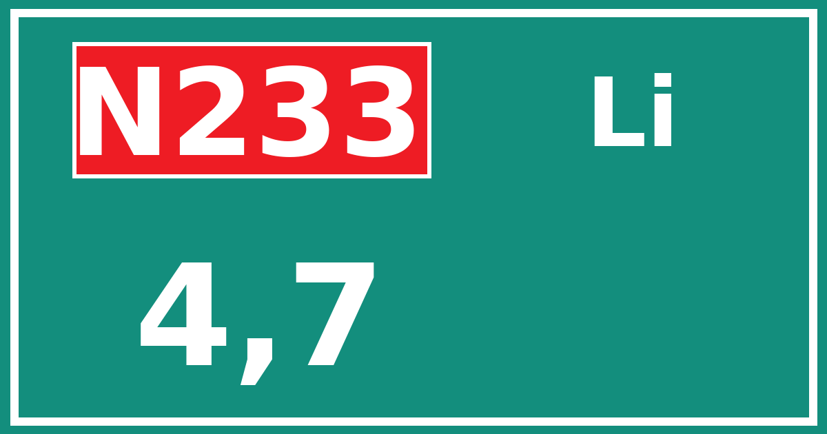 Hectometerbord N233 4,7 zijde Li