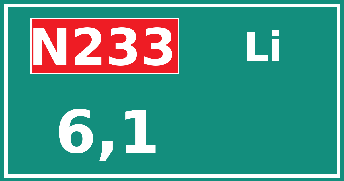 Hectometerbord N233 6,1 zijde Li