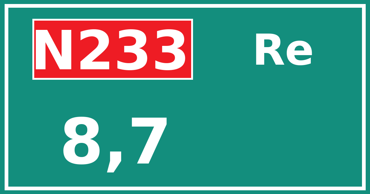 Hectometerbord N233 8,7 zijde Re