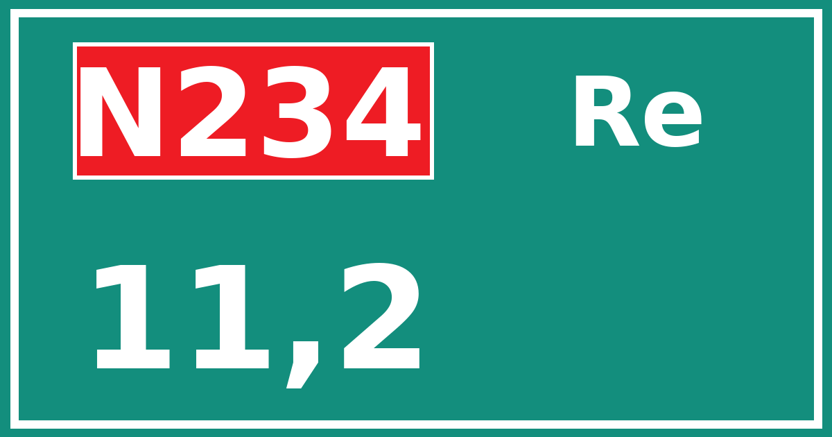 Hectometerbord N234 11,2 zijde Re