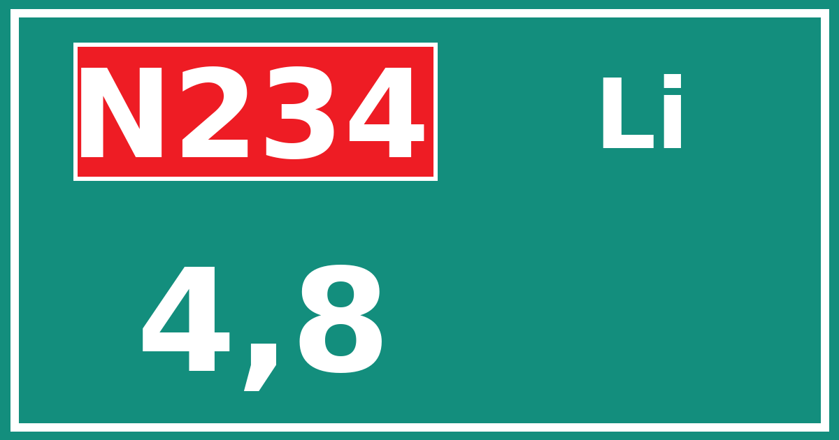 Hectometerbord N234 4,8 zijde Li