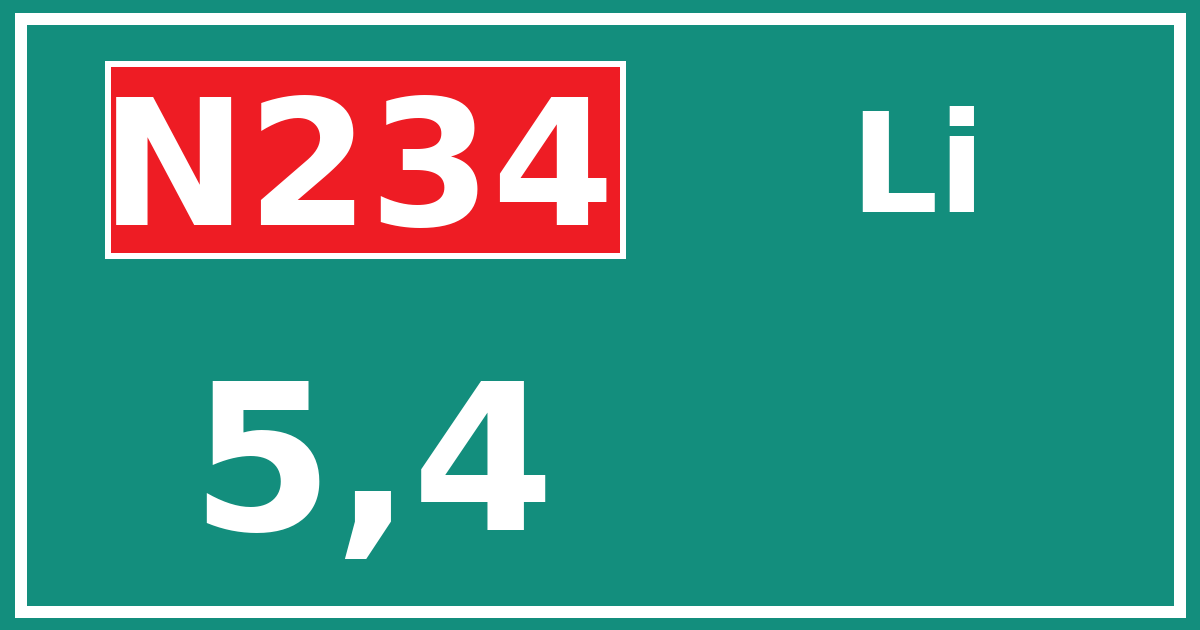 Hectometerbord N234 5,4 zijde Li