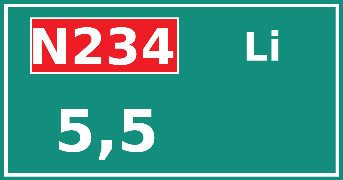 Hectometerbord N234 5,5 zijde Li