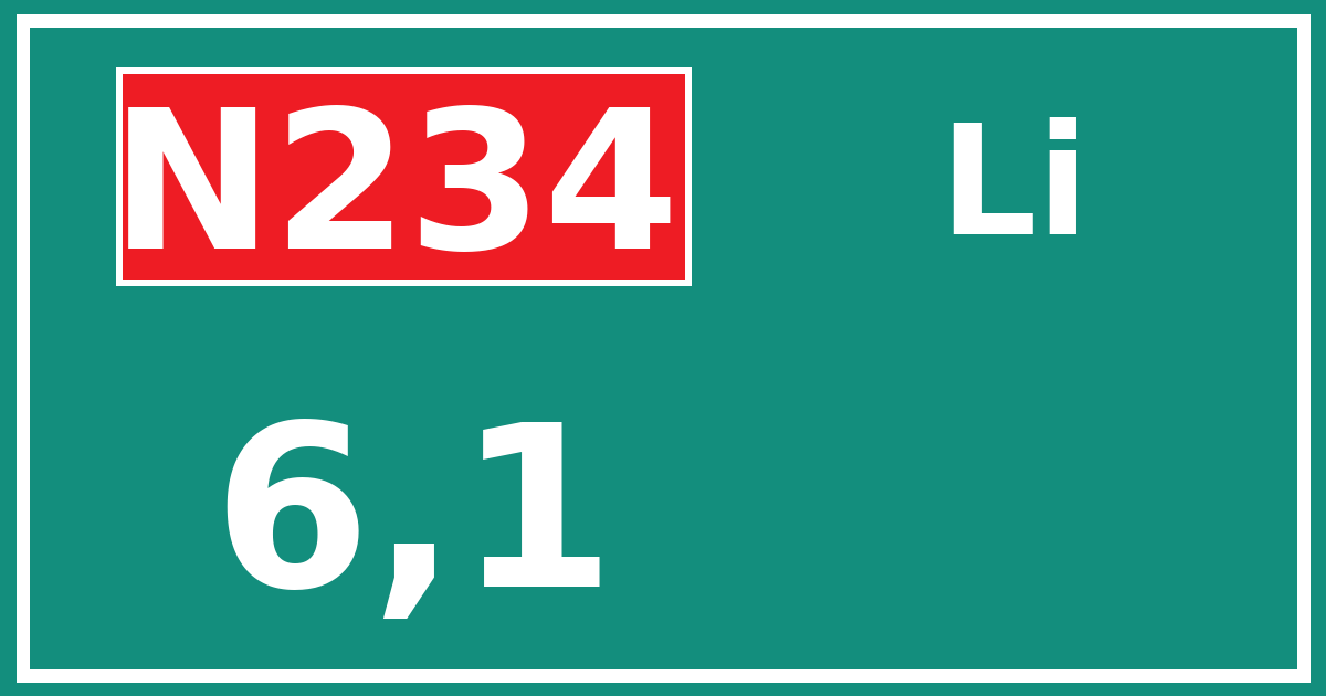 Hectometerbord N234 6,1 zijde Li