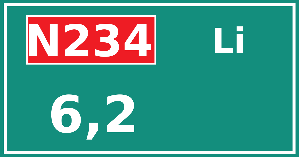 Hectometerbord N234 6,2 zijde Li