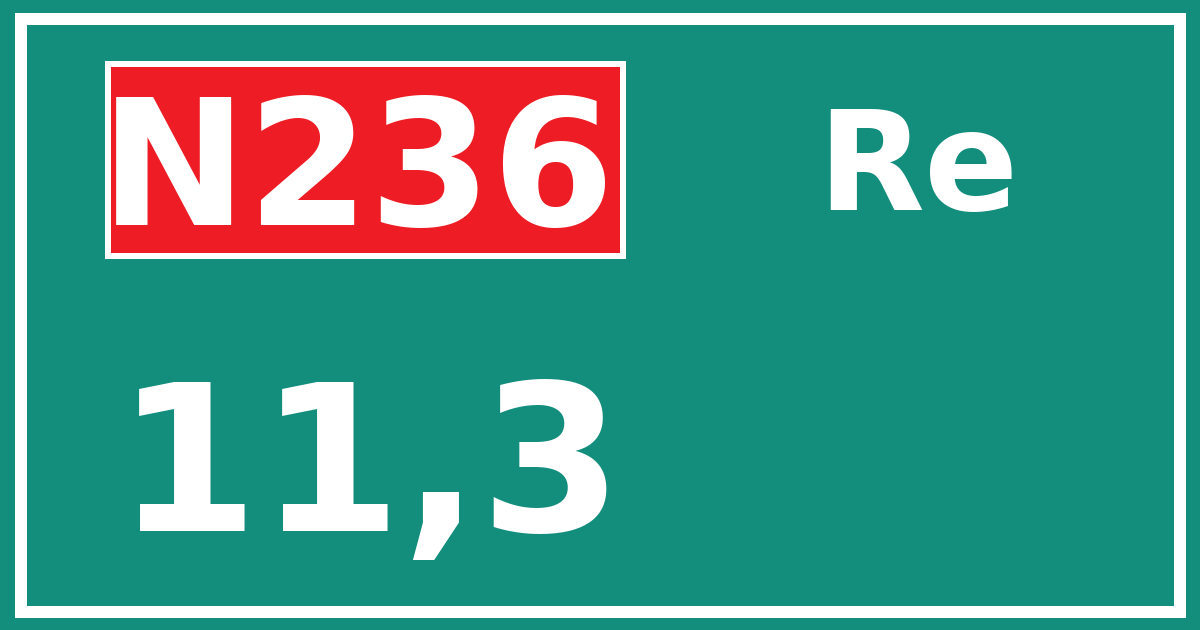 Hectometerbord N236 11,3 zijde Re