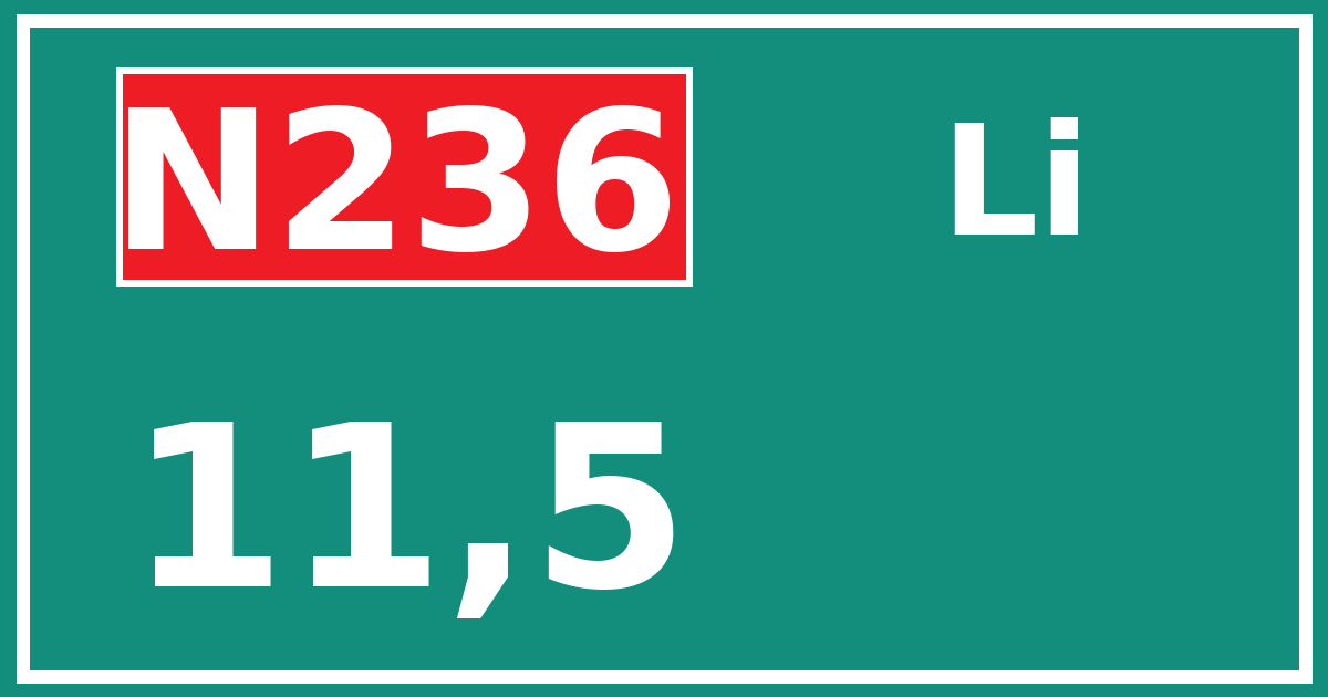 Hectometerbord N236 11,5 zijde Li