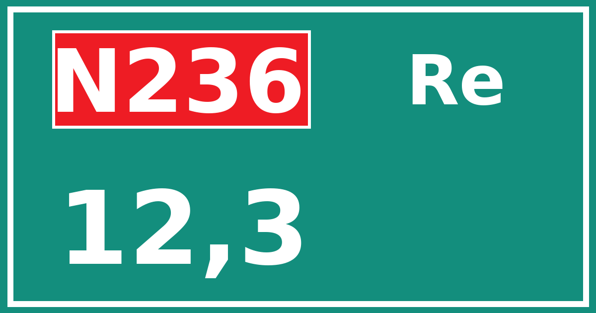 Hectometerbord N236 12,3 zijde Re