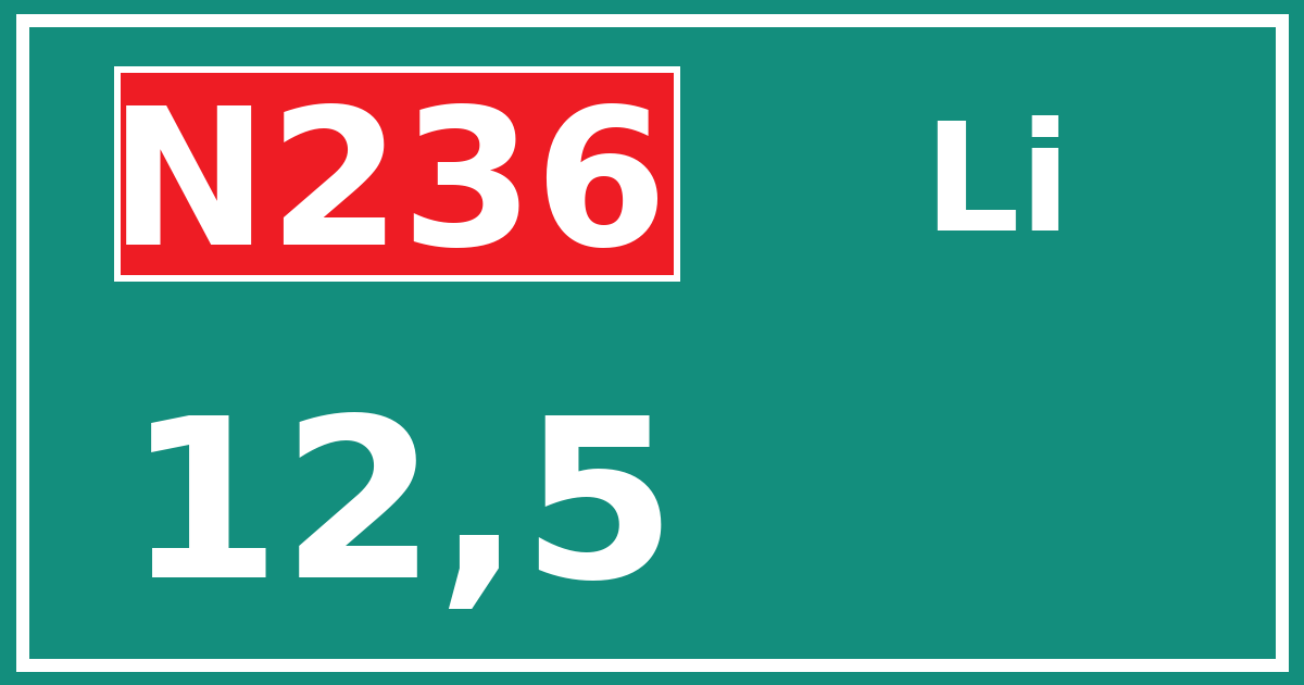 Hectometerbord N236 12,5 zijde Li