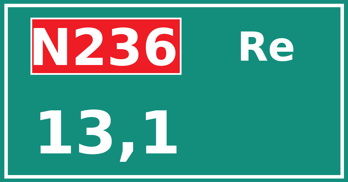 Hectometerbord N236 13,1 zijde Re