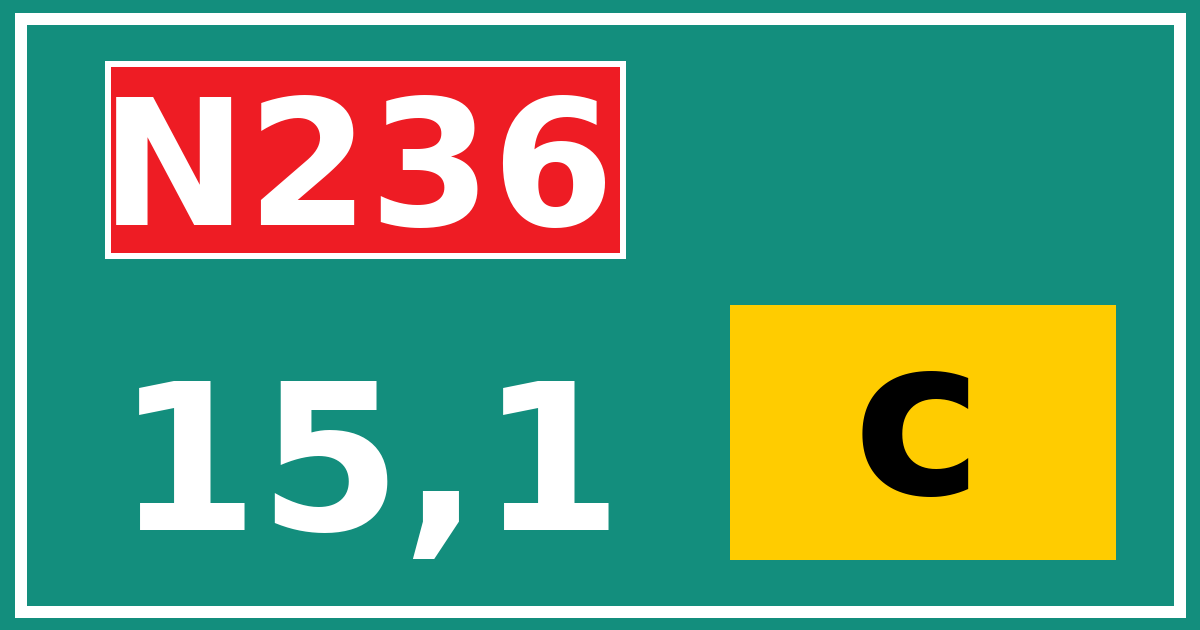Hectometerbord N236 15,1 letter c