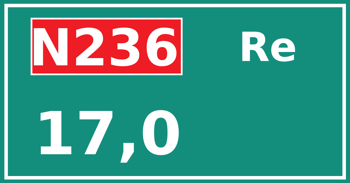 Hectometerbord N236 17,0 zijde Re