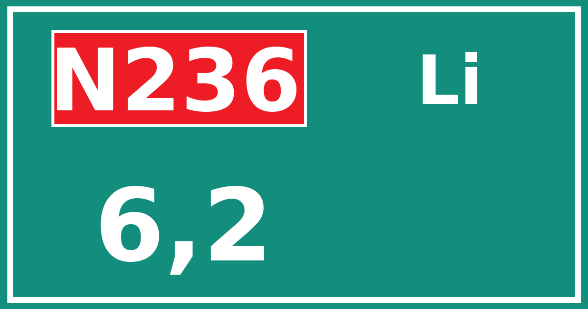 Hectometerbord N236 6,2 zijde Li