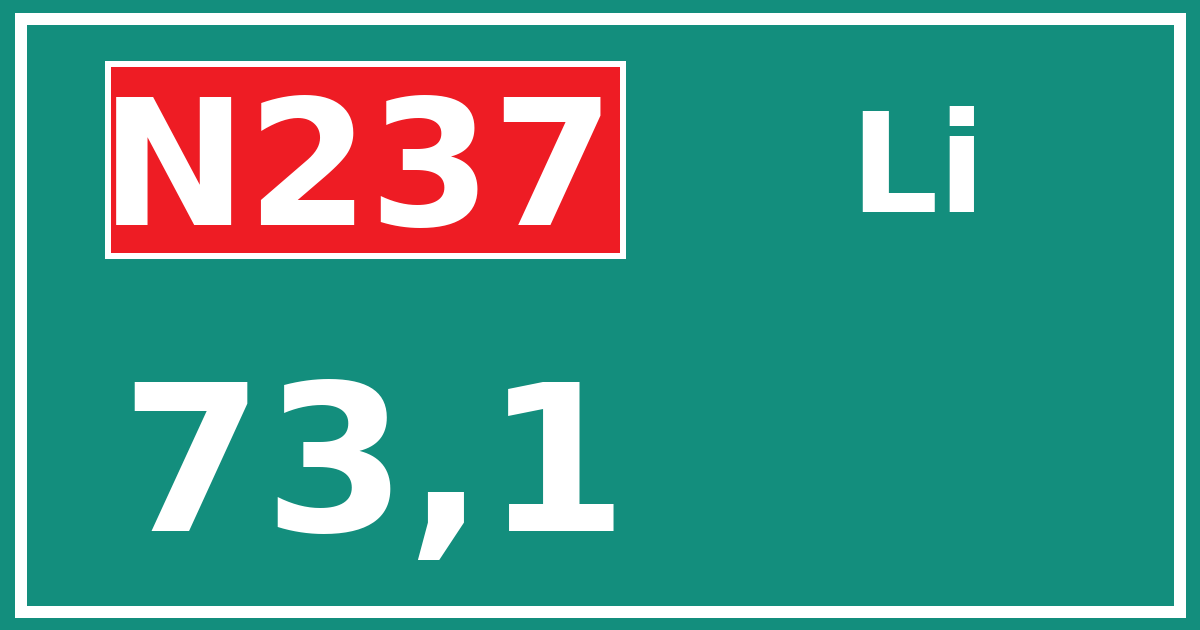 Hectometerbord N237 73,1 zijde Li