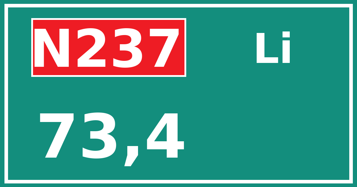 Hectometerbord N237 73,4 zijde Li