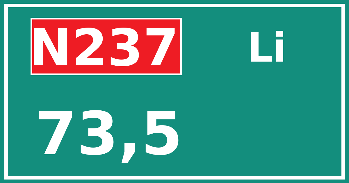 Hectometerbord N237 73,5 zijde Li