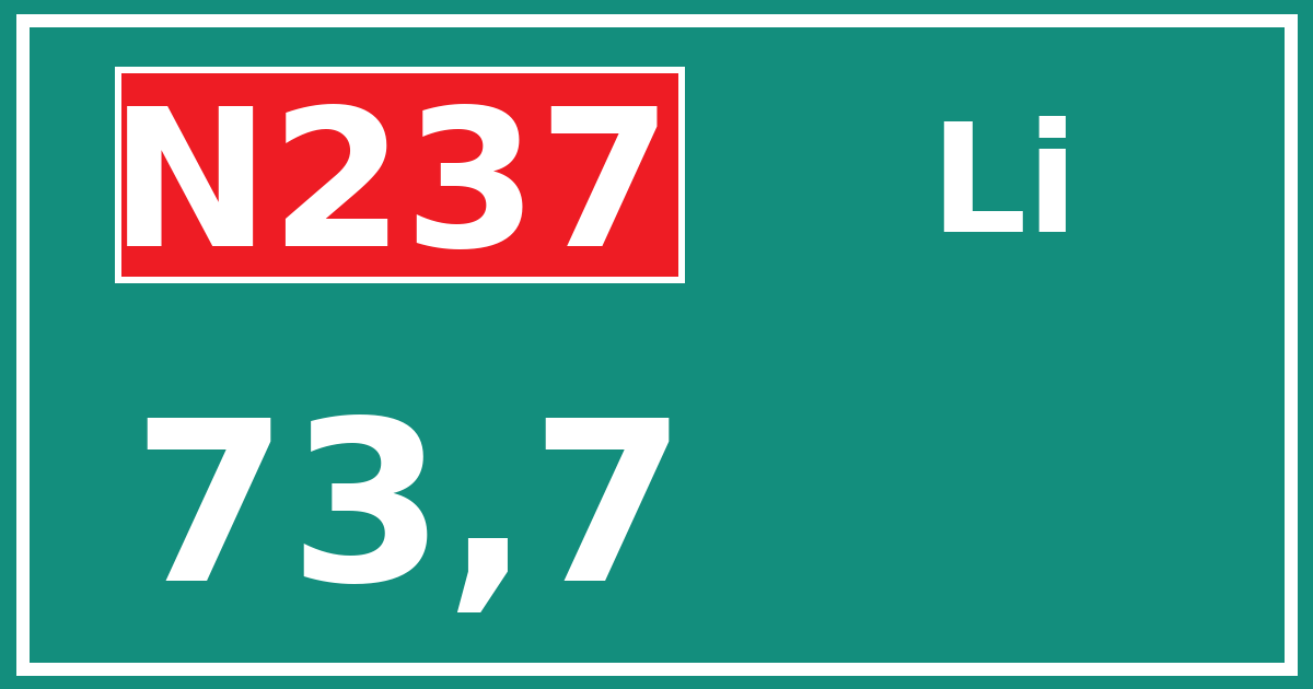 Hectometerbord N237 73,7 zijde Li
