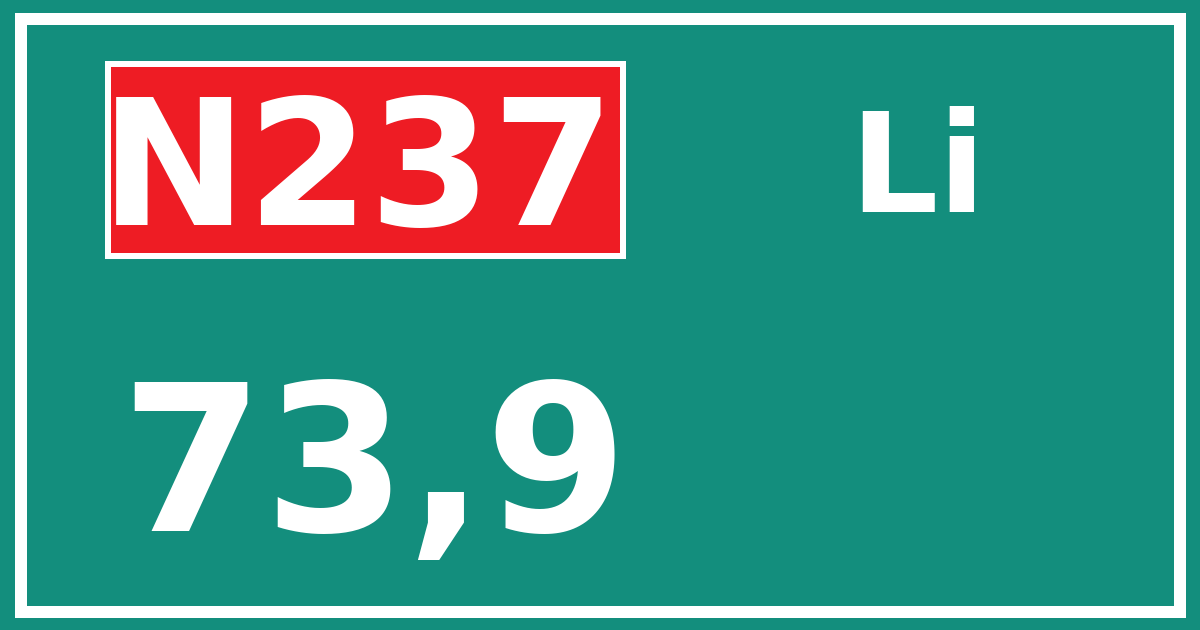 Hectometerbord N237 73,9 zijde Li